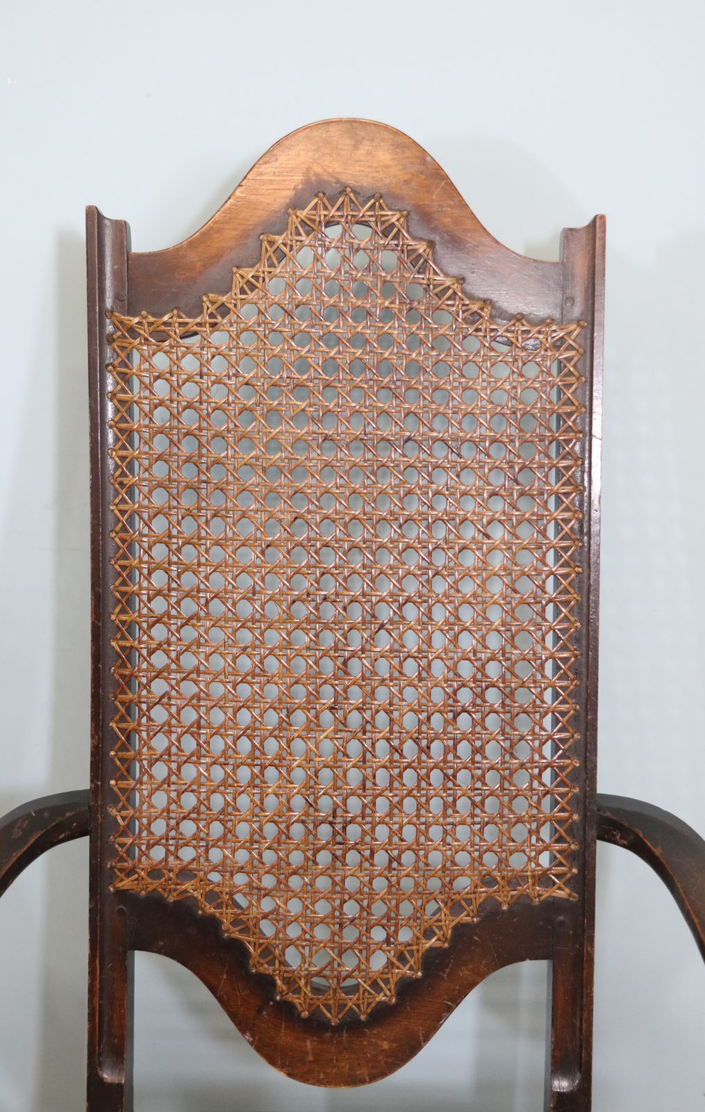 A Lovely Pair Of Early 20th Century Industrial Looking Cane Shield Back Armchairs photo Furniture