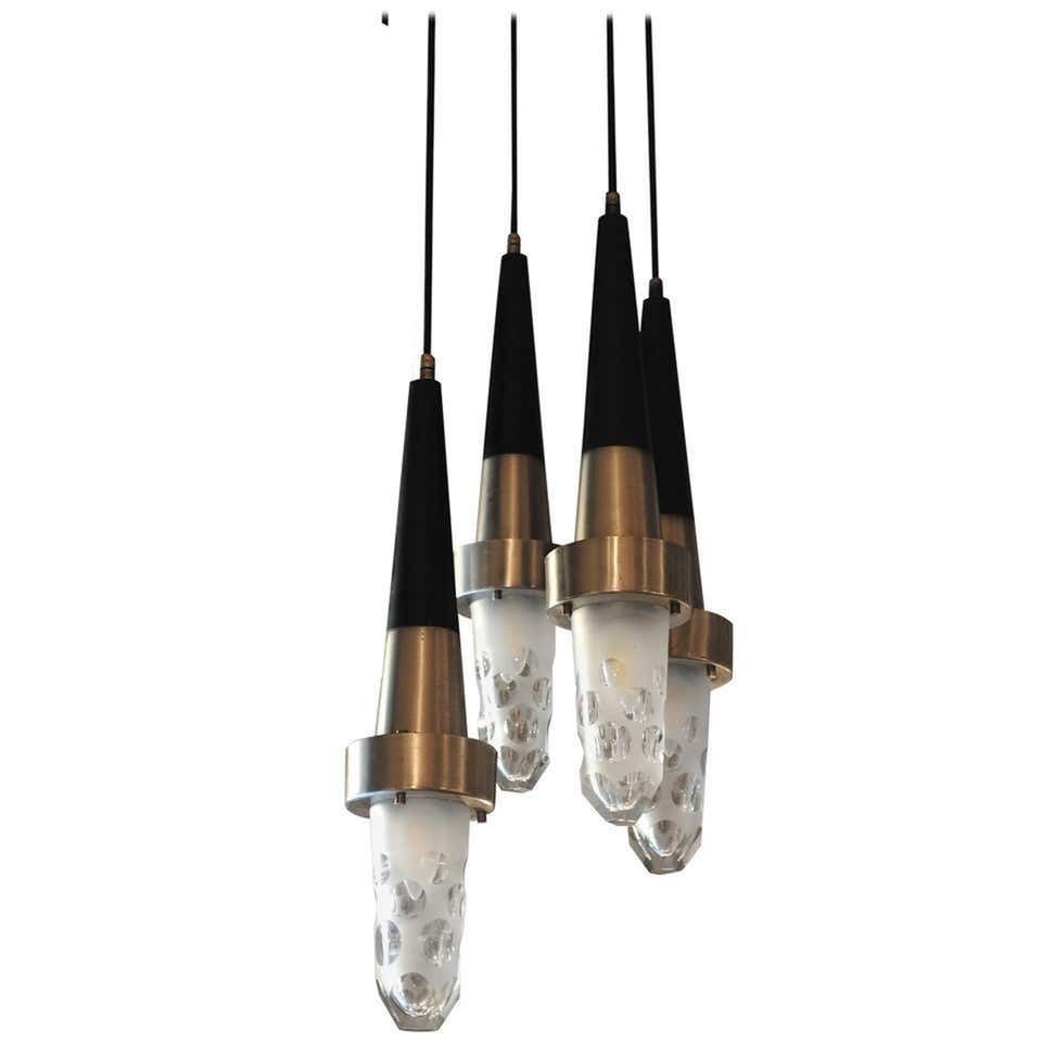 Stilnovo Fifties Suspension Chandelier In Steel And Glass photo furniture
