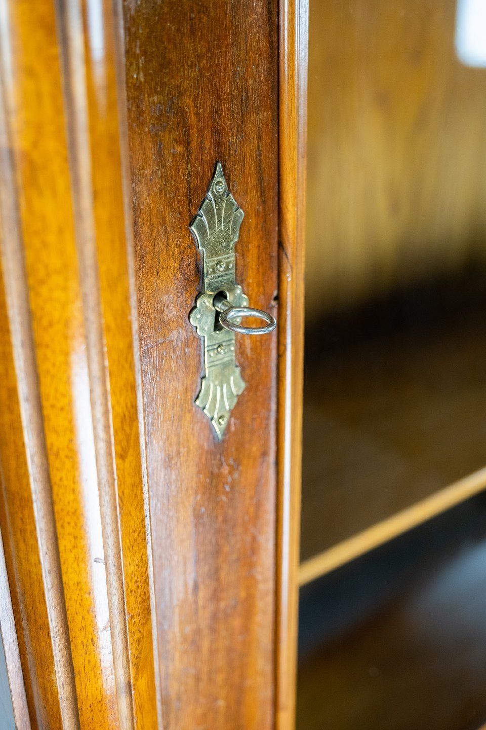 Glass Cabinet Of Light Walnut, In Great Antique Condition From The 1880s. photo furniture