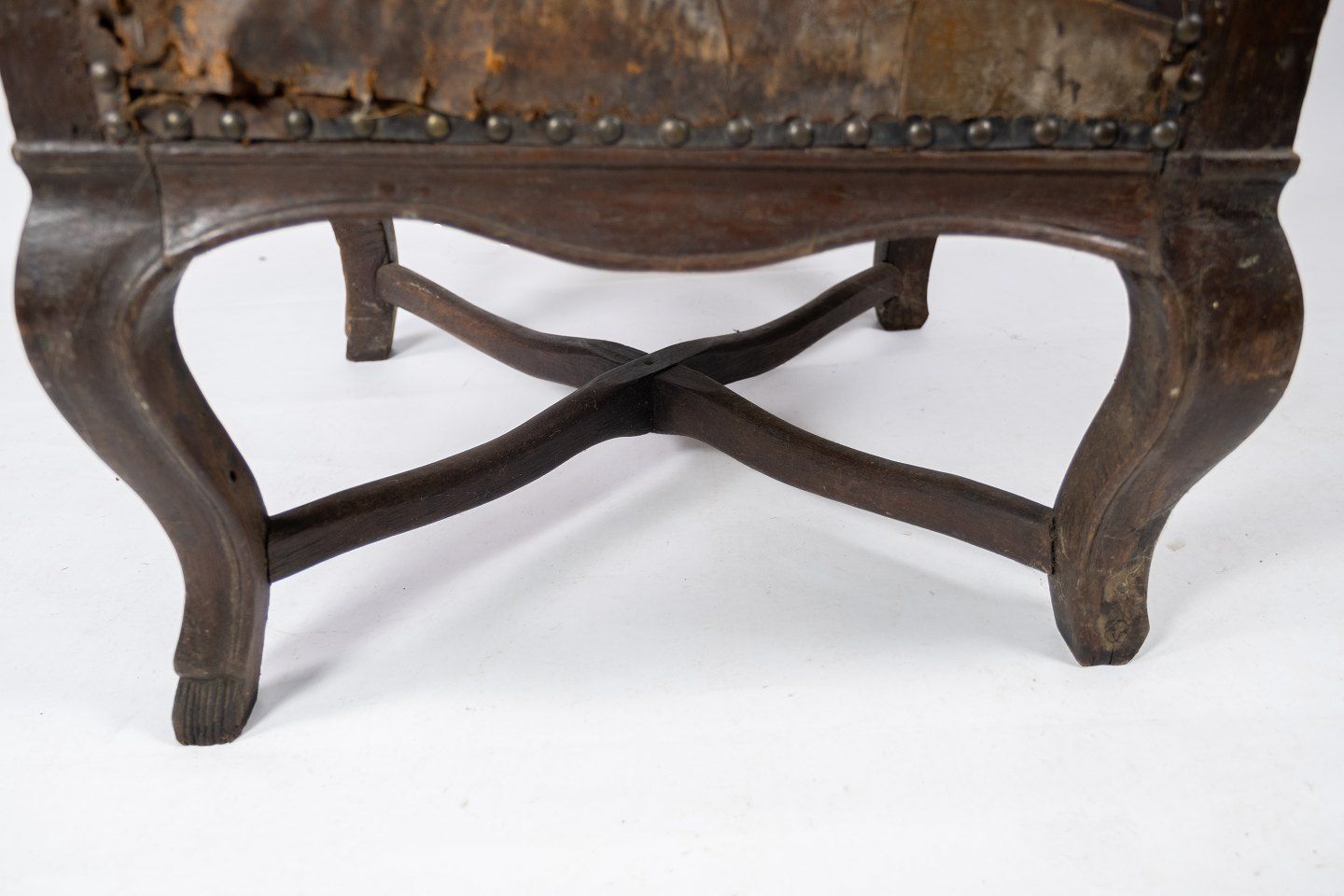 Antique Armchair With Original Dark Brown Leather, From 1790. photo vintage