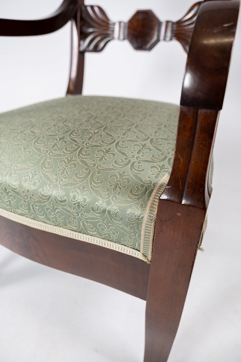 Armchair Of Mahogany And Upholstered With Green Fabric From The 1860s. photo furniture