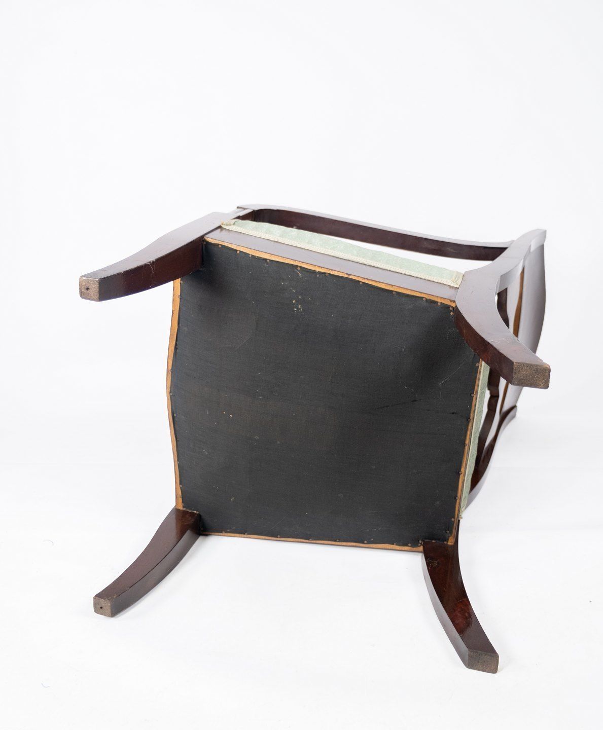 Armchair Of Mahogany And Upholstered With Green Fabric From The 1860s. photo vintage