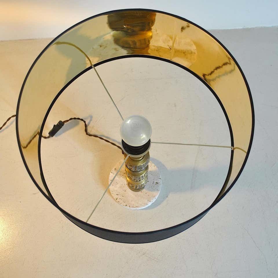 photo furniture Luciano Frigerio Set Of Midcentury Table Lamps In Brass And Travertine, 1970s