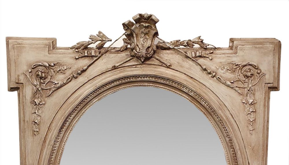 19th Century Oval Framed Painted Mirror photo for sale