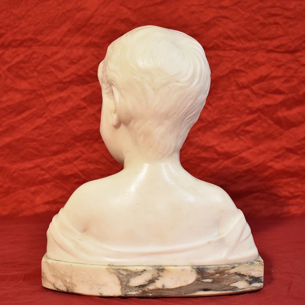 Antique Marble Statues, Bust Of Child Sculpture, Italian Sculptor, Signed Pugi, XIX Century. (Stma44) photo buy