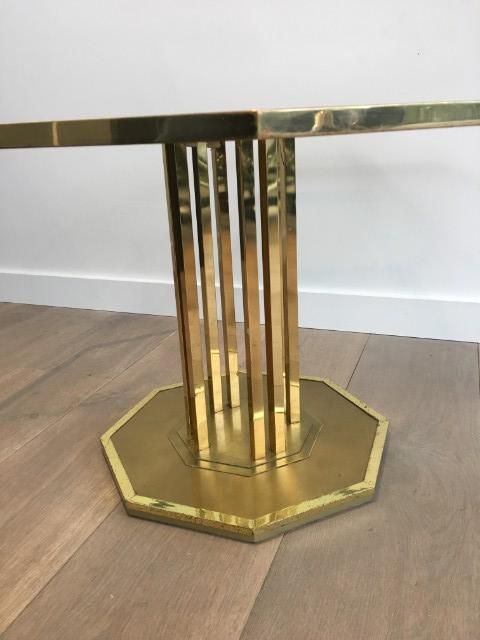 Octogonal Brass And Glass Design Coffee Table. French. Circa 1970 photo buy
