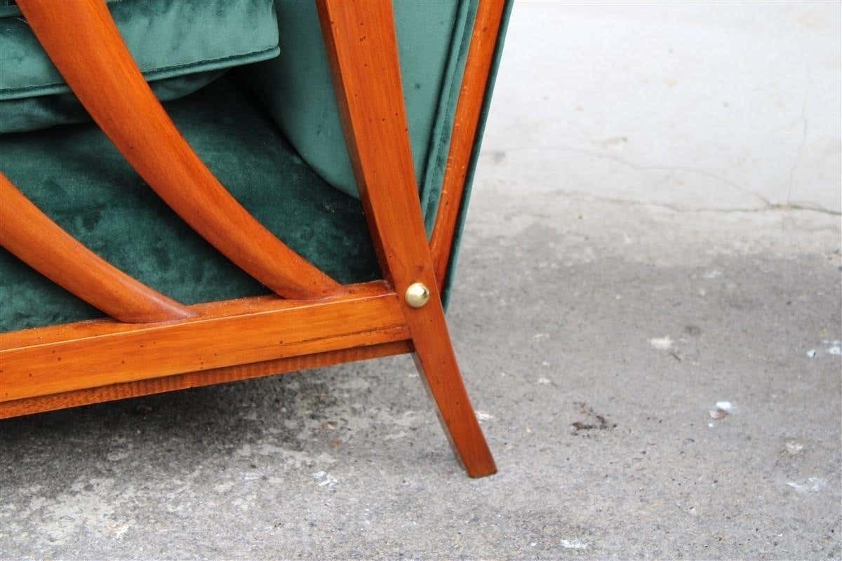 Pair Of Midcentury Italian Paolo Buffa Armchairs Cherry Velvet Green, 1950s photo 9431.0