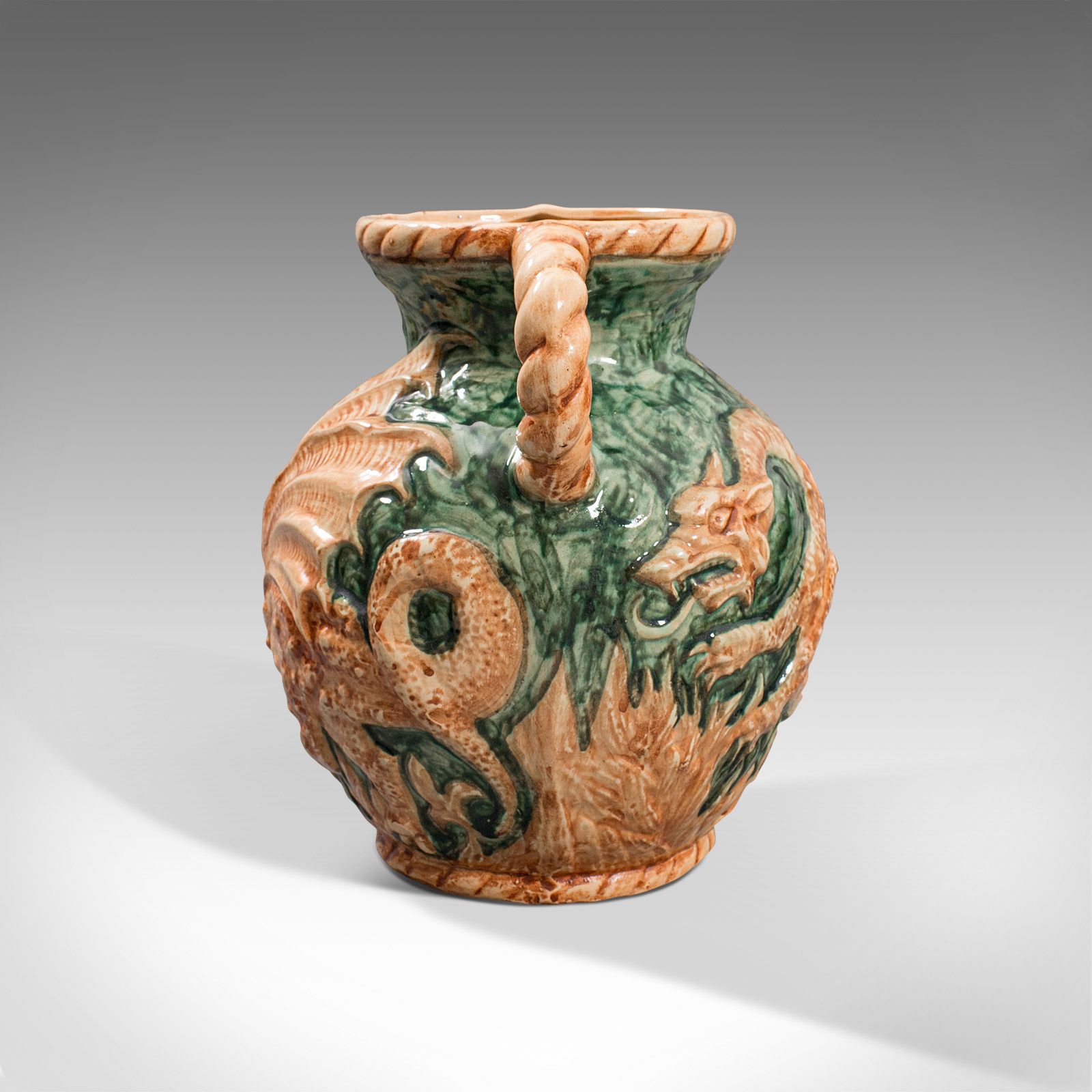 Antique Decorative Vase, Continental, Ceramic, Baluster Urn, Dragon, Victorian photo 925.0