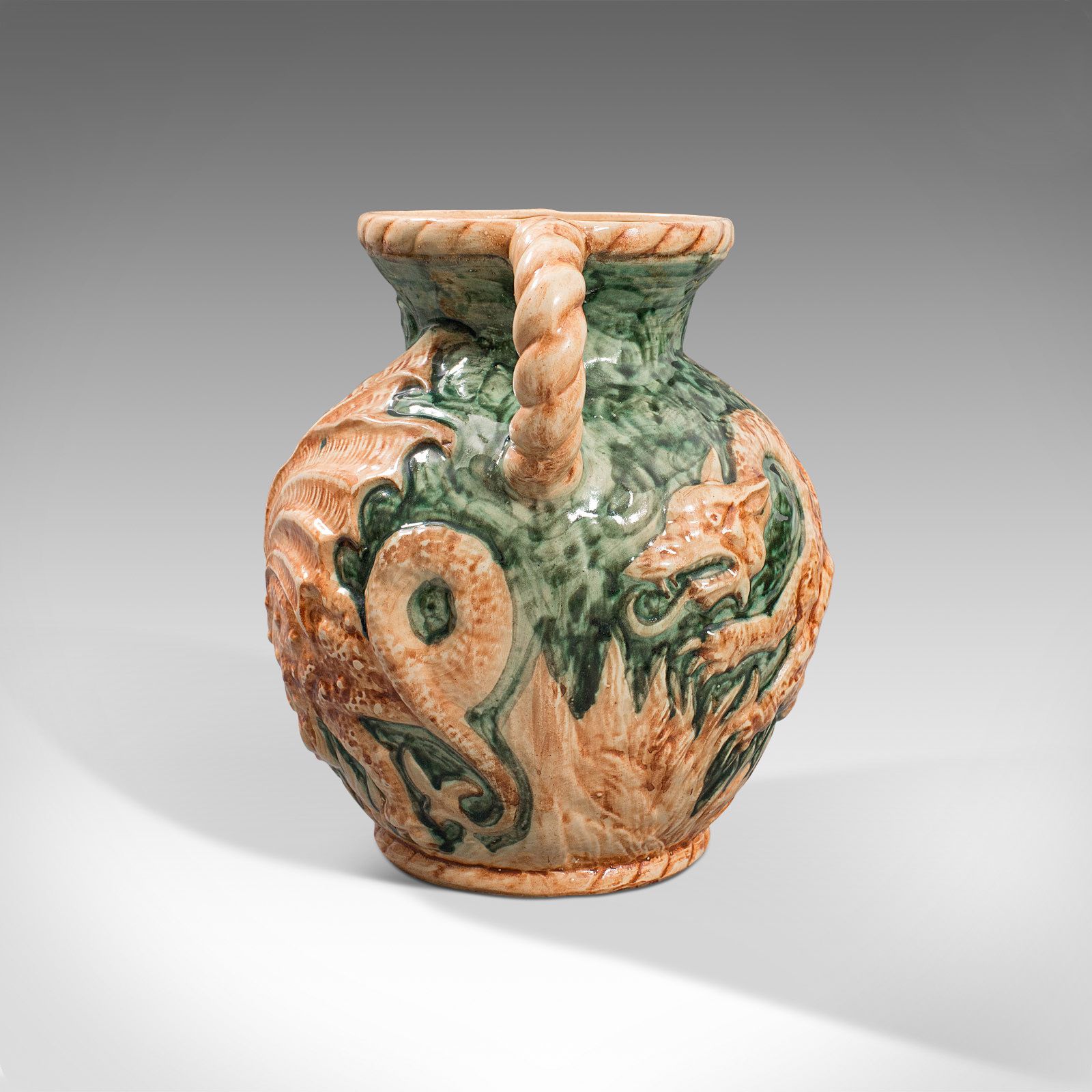 Antique Decorative Vase, Continental, Ceramic, Baluster Urn, Dragon, Victorian photo vintage