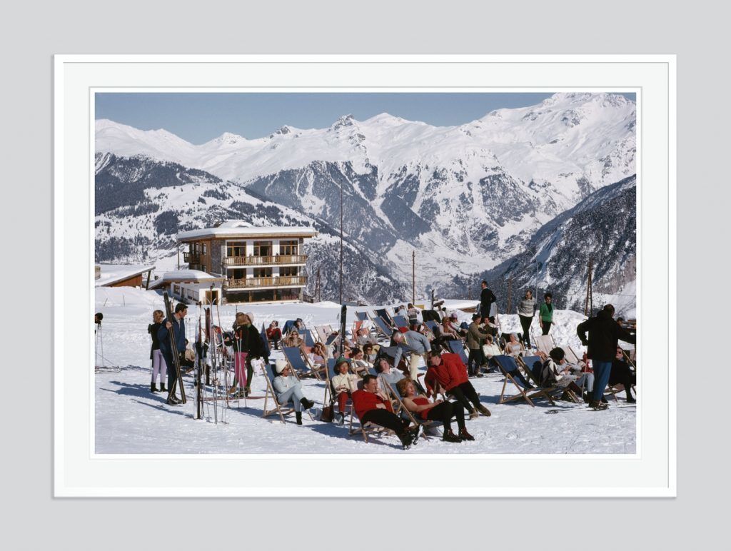 Slim Aarons 'Skiers At Courchevel' 1979 Oversize C Type Print Framed In White