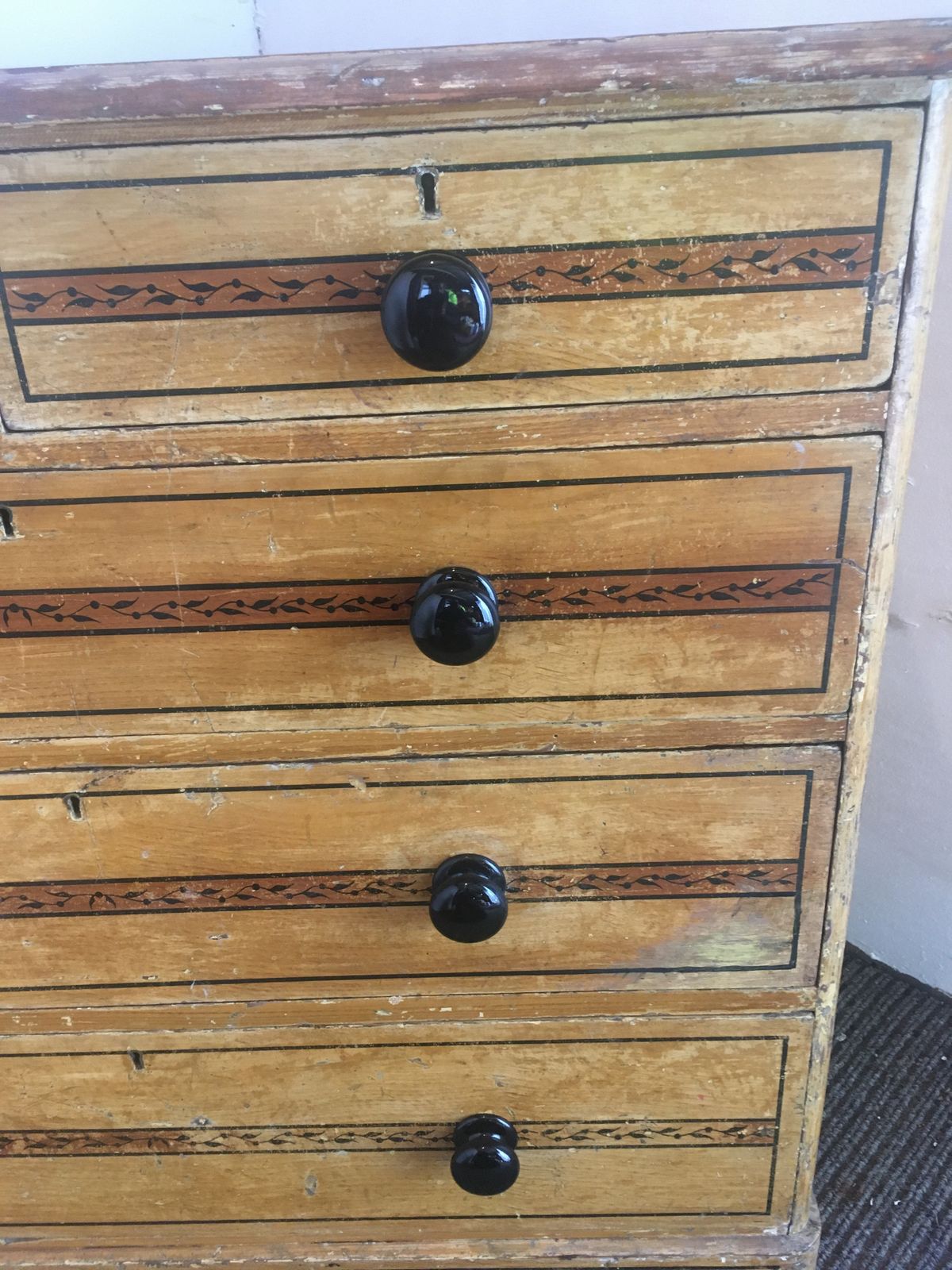 Victorian Original Painted Pine Chest Of Drawers photo for sale