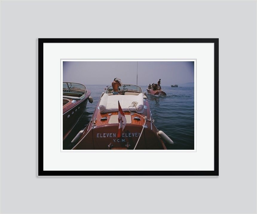 Slim Aarons 'Motorboats In Antibes' 1969 C Type Print Framed In Black
