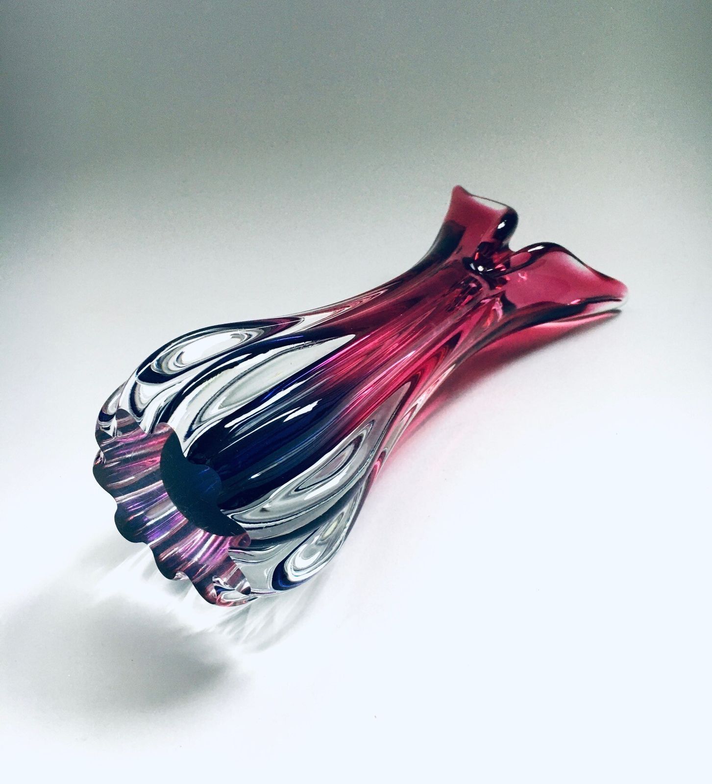photo furniture Bohemia Czech Crystal Art Glass Beak Vase By Jozef Hospodka For Chribska Glassworks, 1950s Czechoslovakia