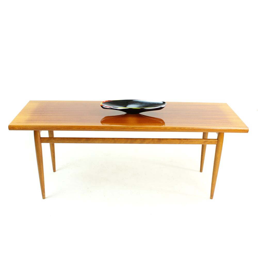 Long Coffee Table In Mahogany And Teak, Czechoslovakia 1970s photo Furniture