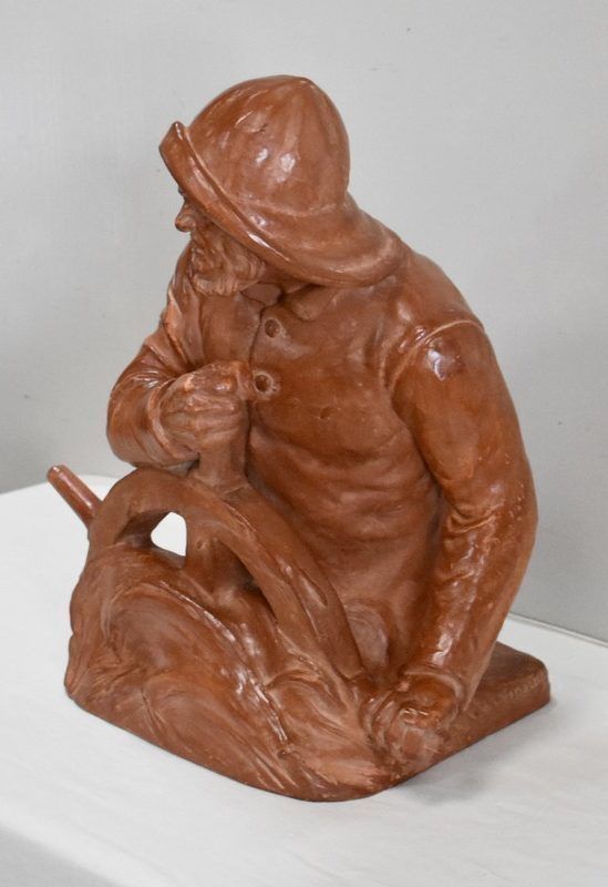 Terracotta Bust "Fisherman At The Bar", By L. Morice   Late 19th Century photo for sale