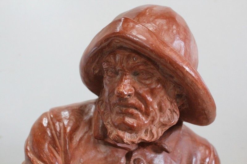Terracotta Bust "Fisherman At The Bar", By L. Morice   Late 19th Century photo Art