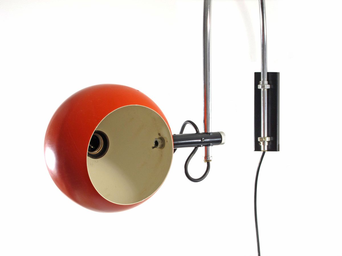 Oranje Gepo Jaren 1960 Verstelbare Wandlamp photo vintage