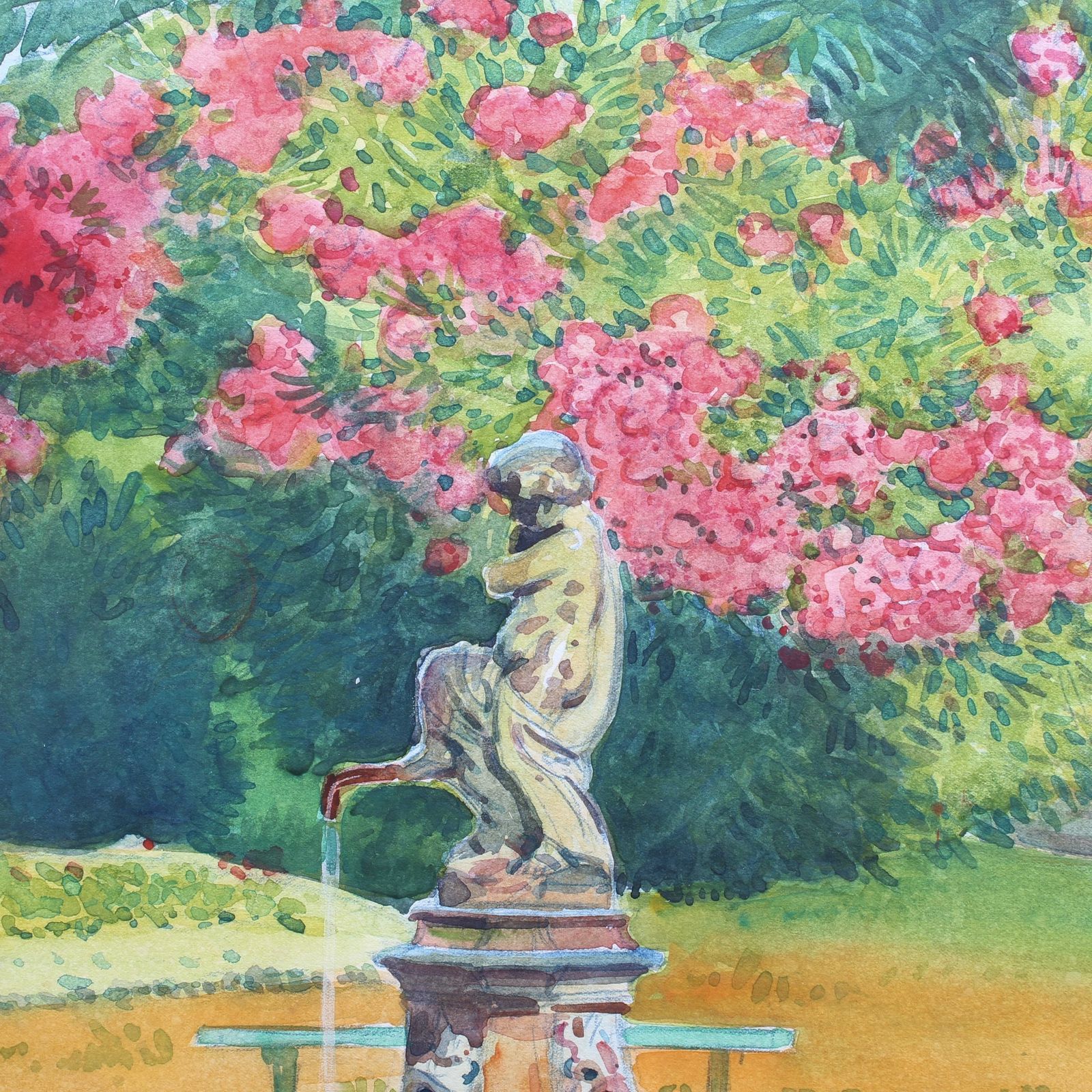 Art Pink Laurels In The Park   Côtes D'azur' By Tony Minartz (Circa 1930s) photo
