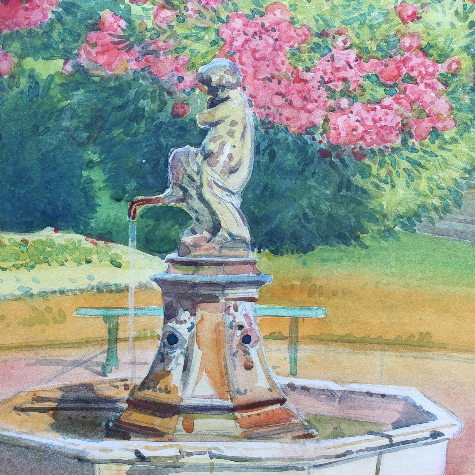 photo vinterior Pink Laurels In The Park   Côtes D'azur' By Tony Minartz (Circa 1930s)