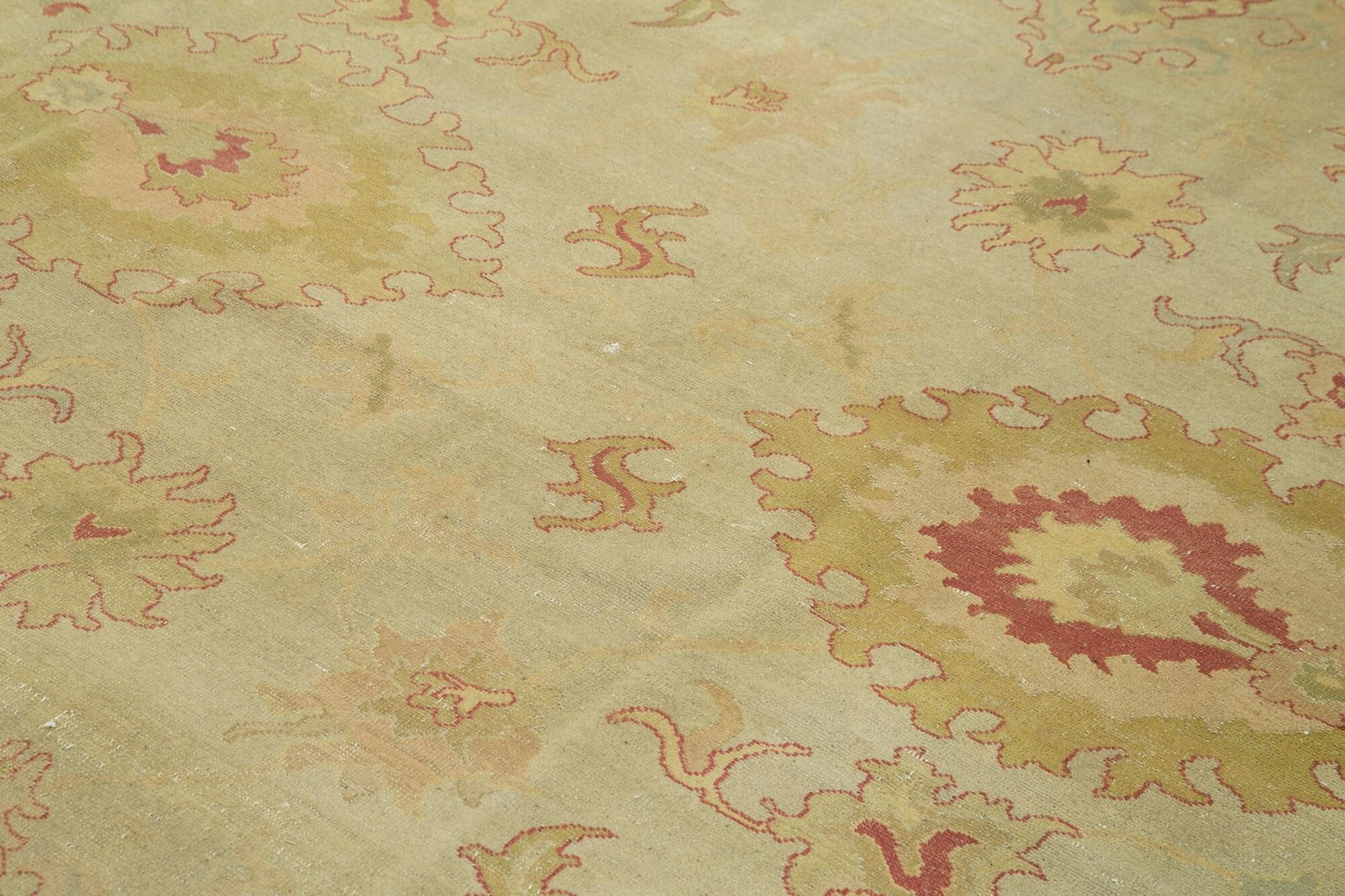 Handmade Oriental Beige Wool Oushak Area Rug photo 2428.0