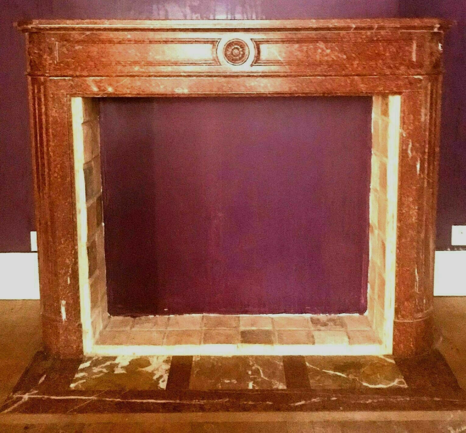Louis XVI Style Fireplace In Red Griotte Marble XIX Century photo furniture