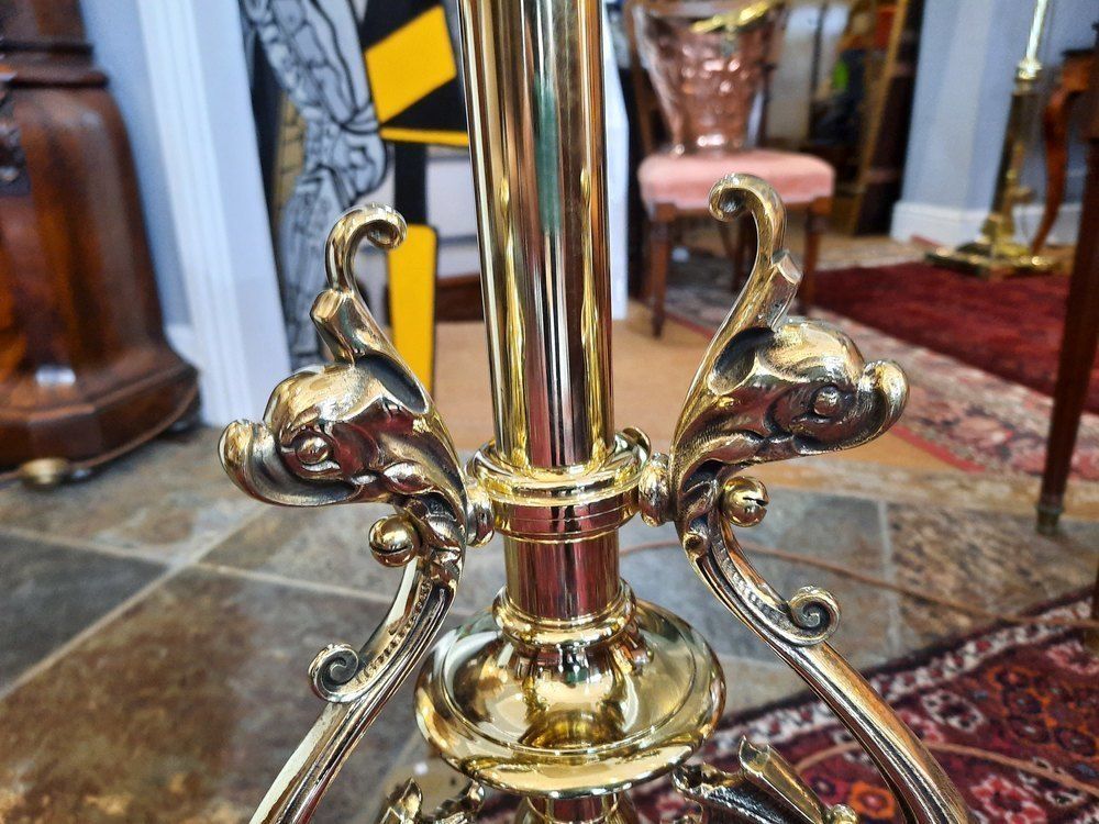 Victorian Brass Extending Standard Oil Lamp photo furniture