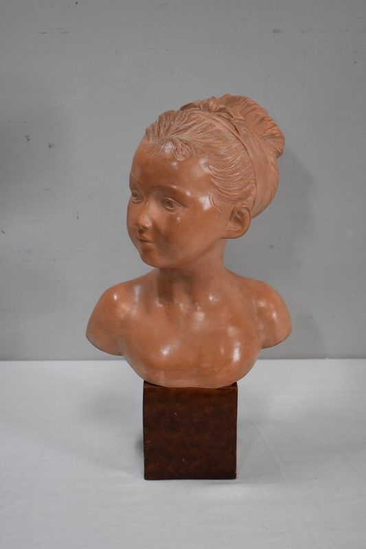 Terracotta Bust Of Louise Brongniart, After Houdon    1900 photo Art