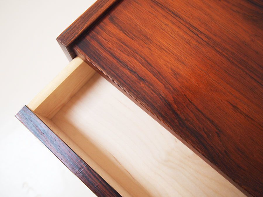 Midcentury Danish Rosewood Hallway Set With Copper Inlay Detail photo for sale