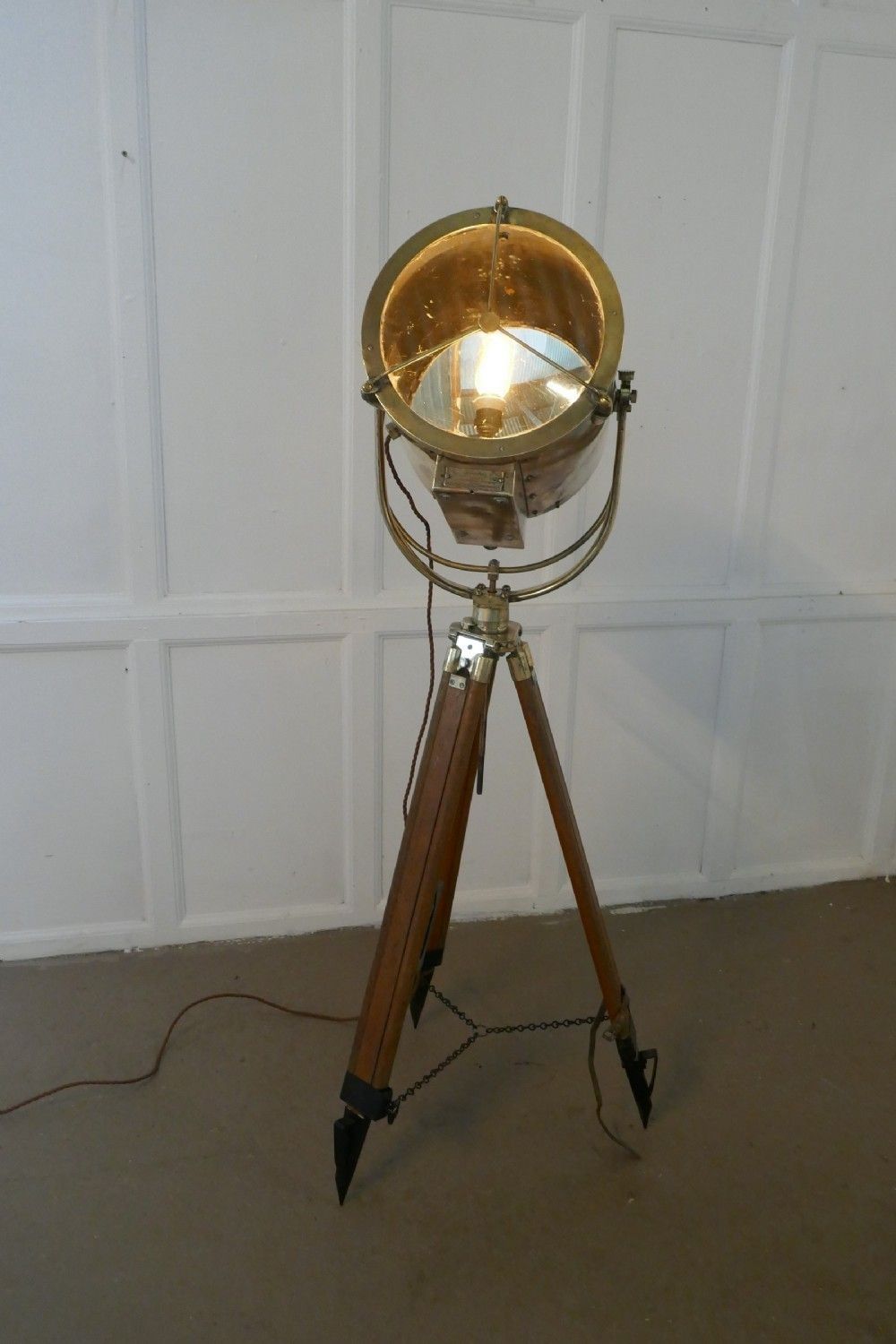 Very Large 19th Century Vintage Nautical Search Light Or Spot Light By G Vieira photo for sale