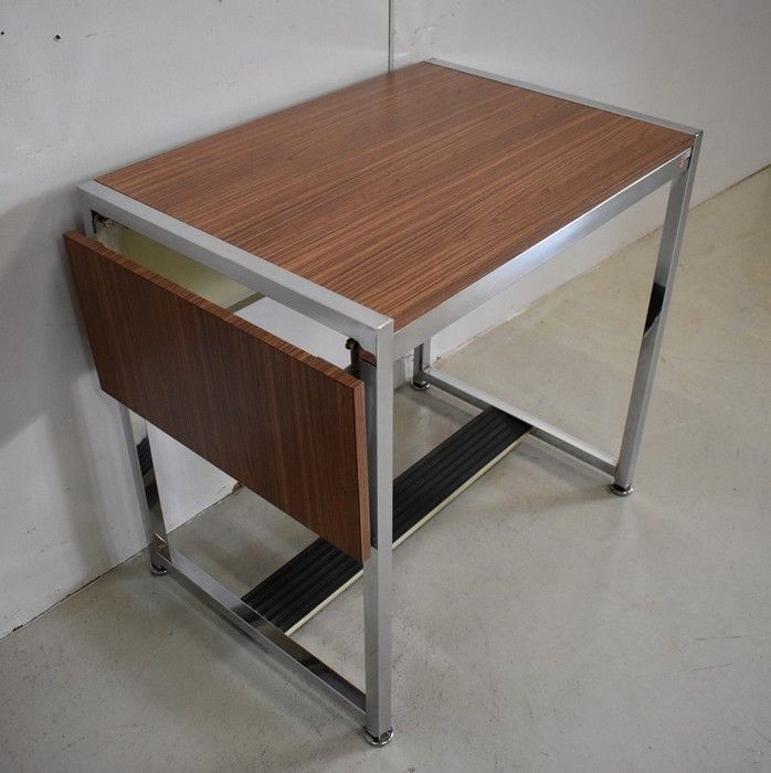 Small Office With Shutter, In Chromed Metal And Formica   1970s photo for sale