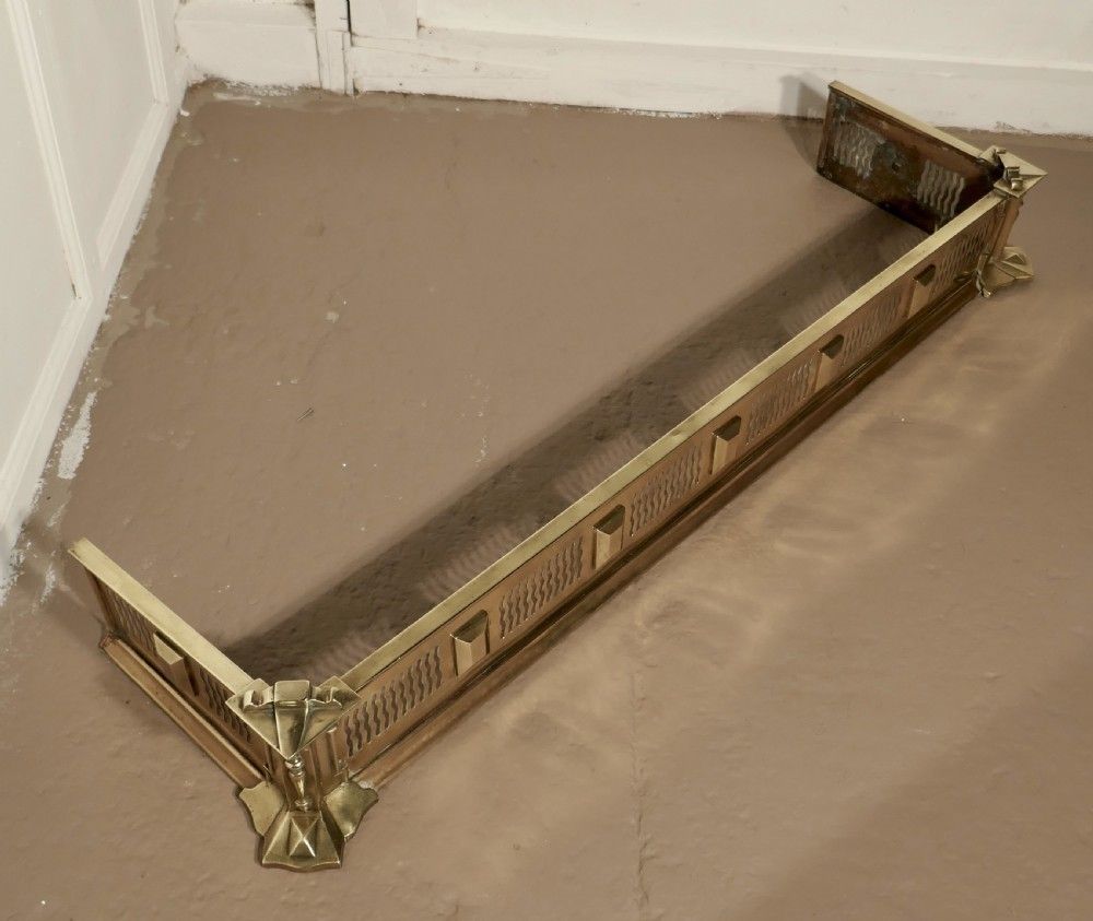 Large Victorian Art Nouveau Brass Fender photo Home Fixtures