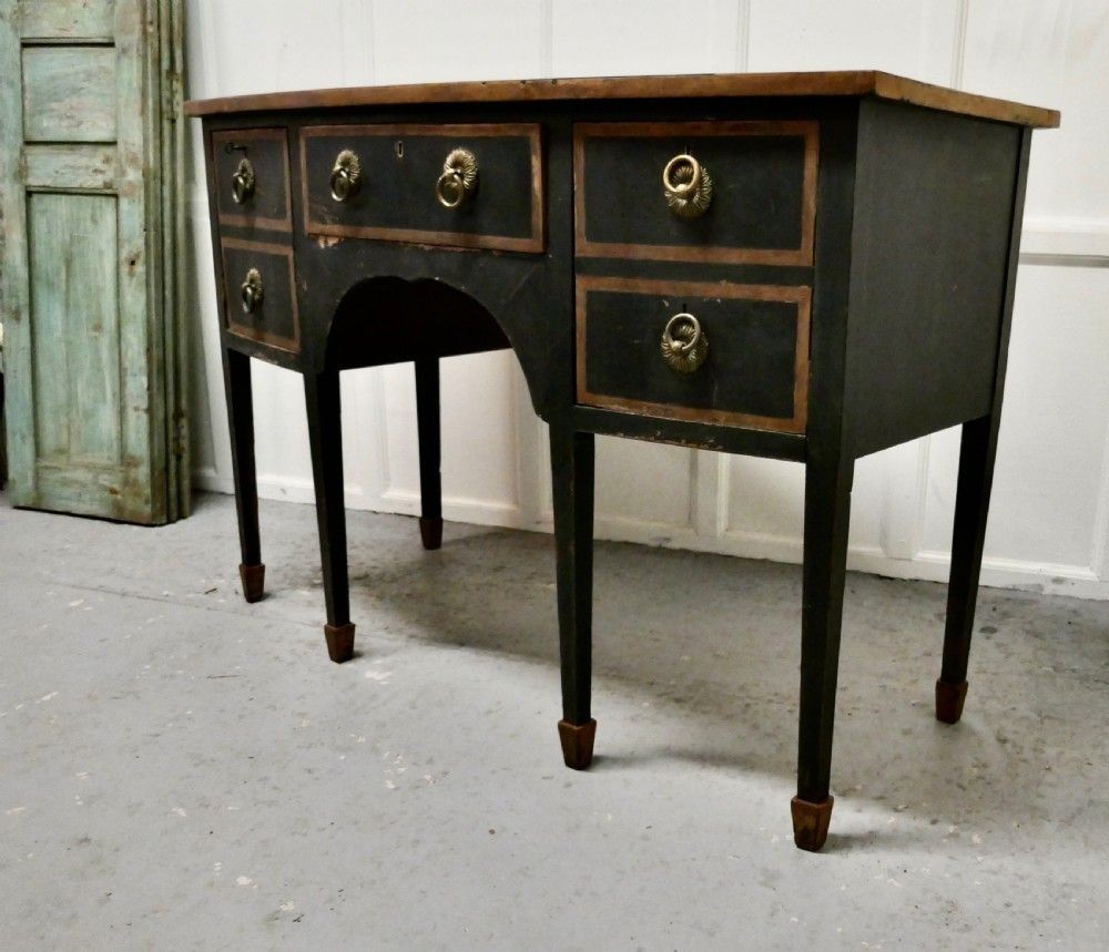 Black And Gold Regency Bow Front Serving Table, With Cellerette photo for sale