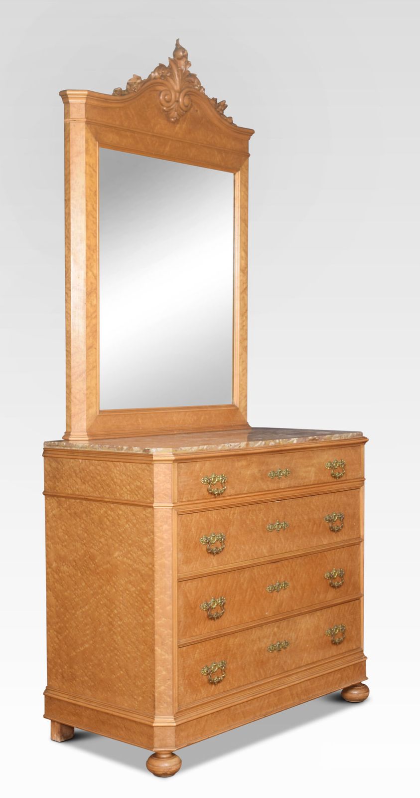 Birds Eye Maple Mirrored Back Chest Of Drawers photo furniture