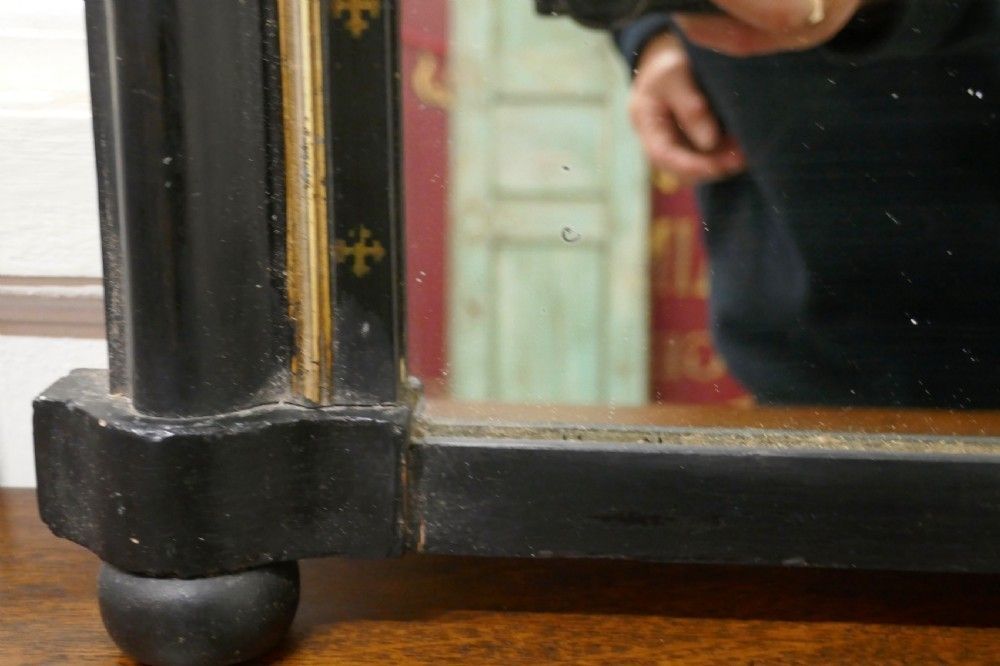 Victorian Black Lacquer Over Mantel Mirror photo Home Decor