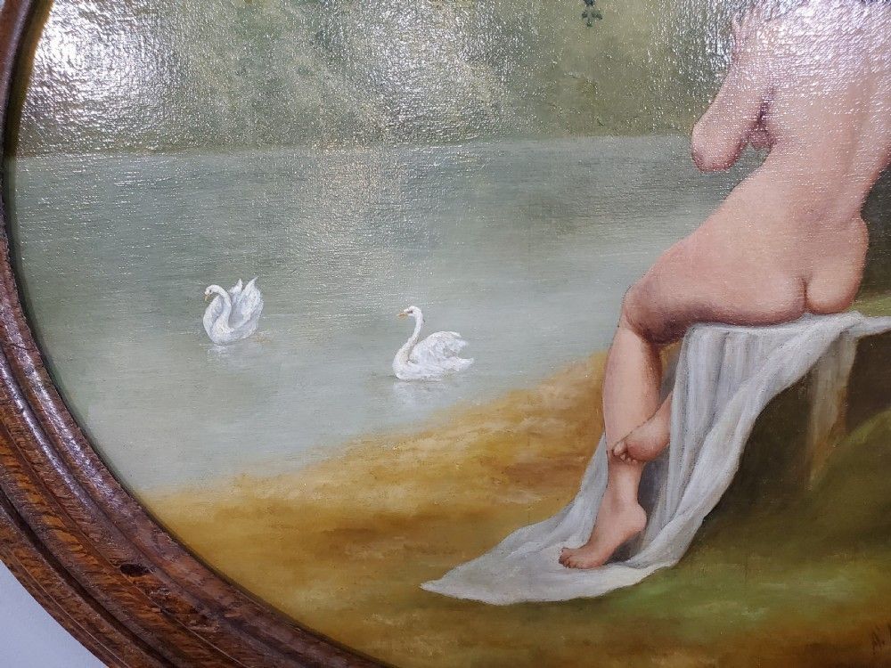 Ménégaux, French Art Nouveau Oil On Board C1900 photo furniture