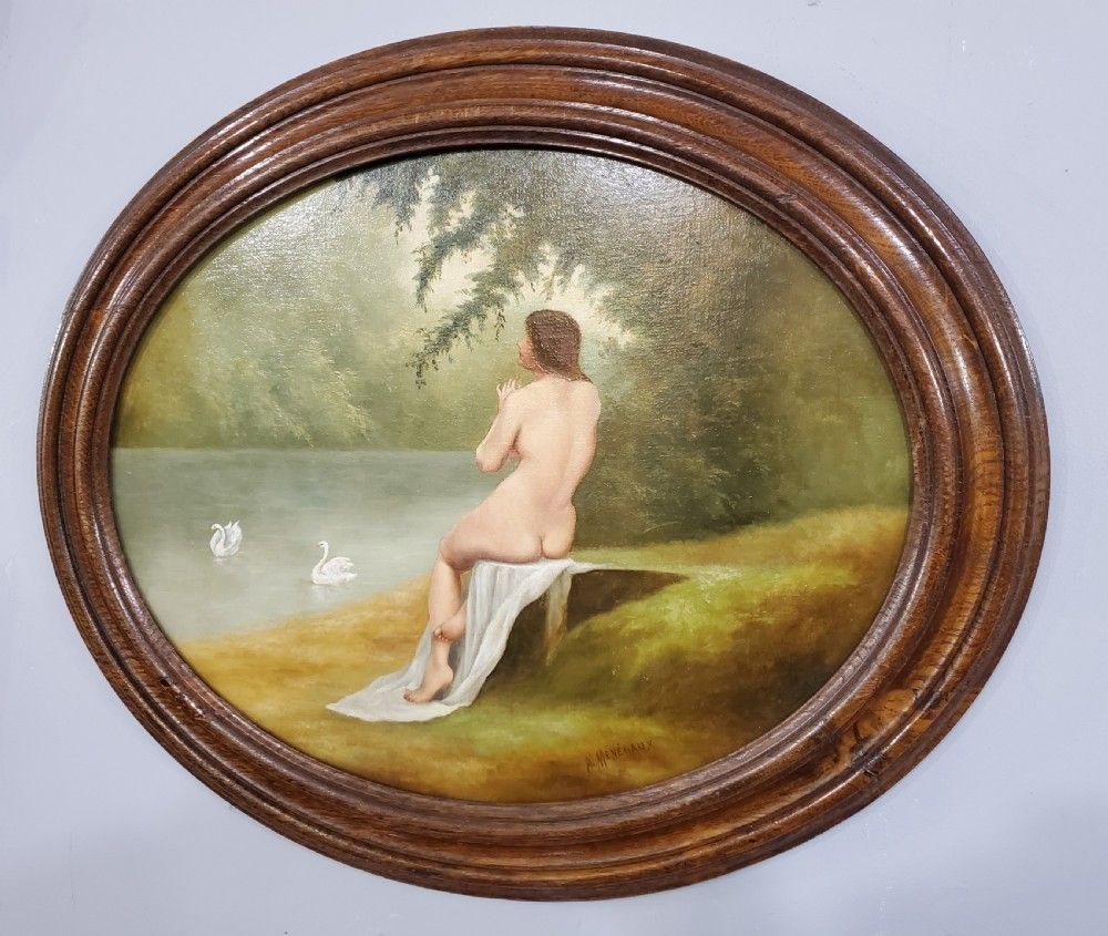Art Ménégaux, French Art Nouveau Oil On Board C1900 photo