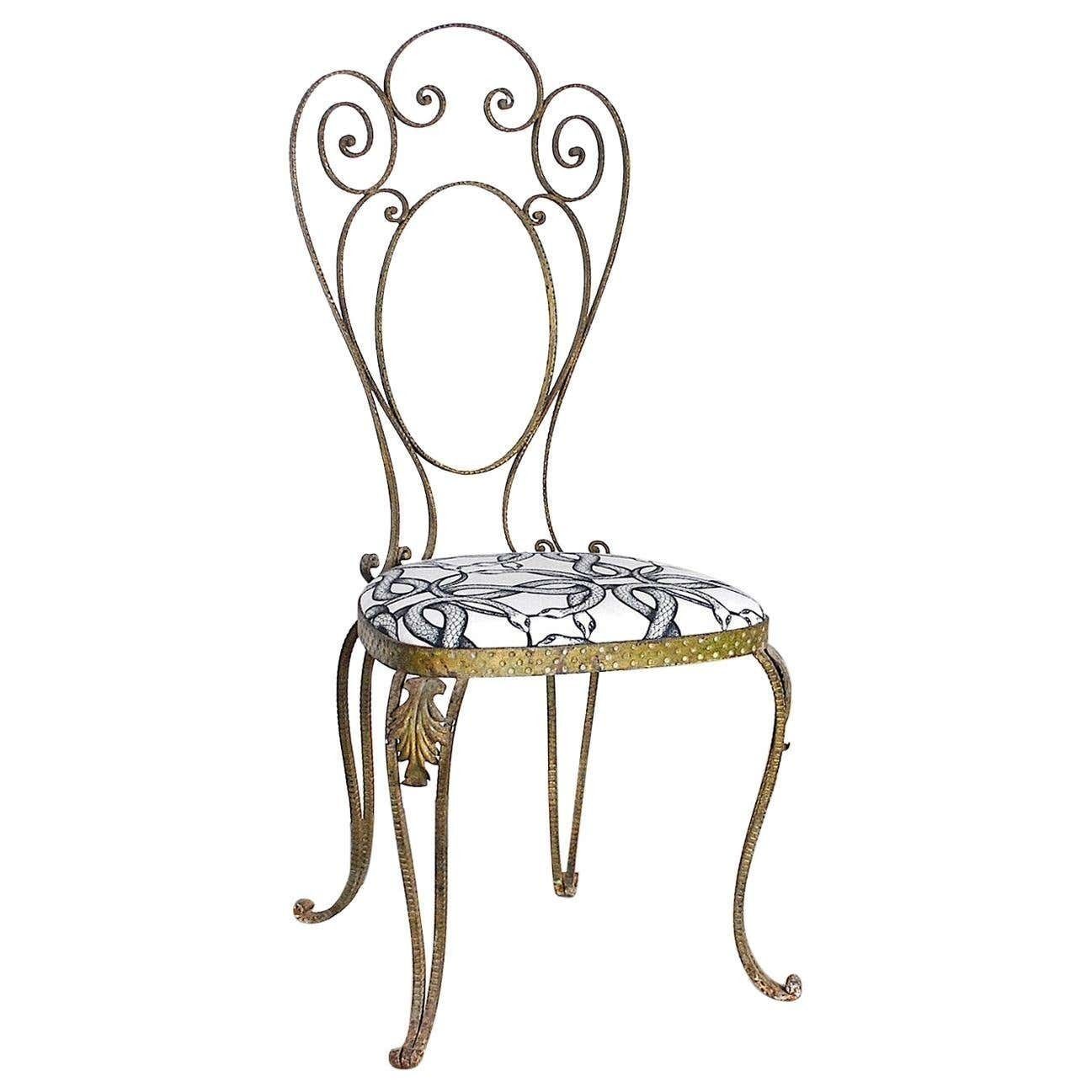 Pier Luigi Colli Italian Mid Century Hammered Brass Chair, 60s