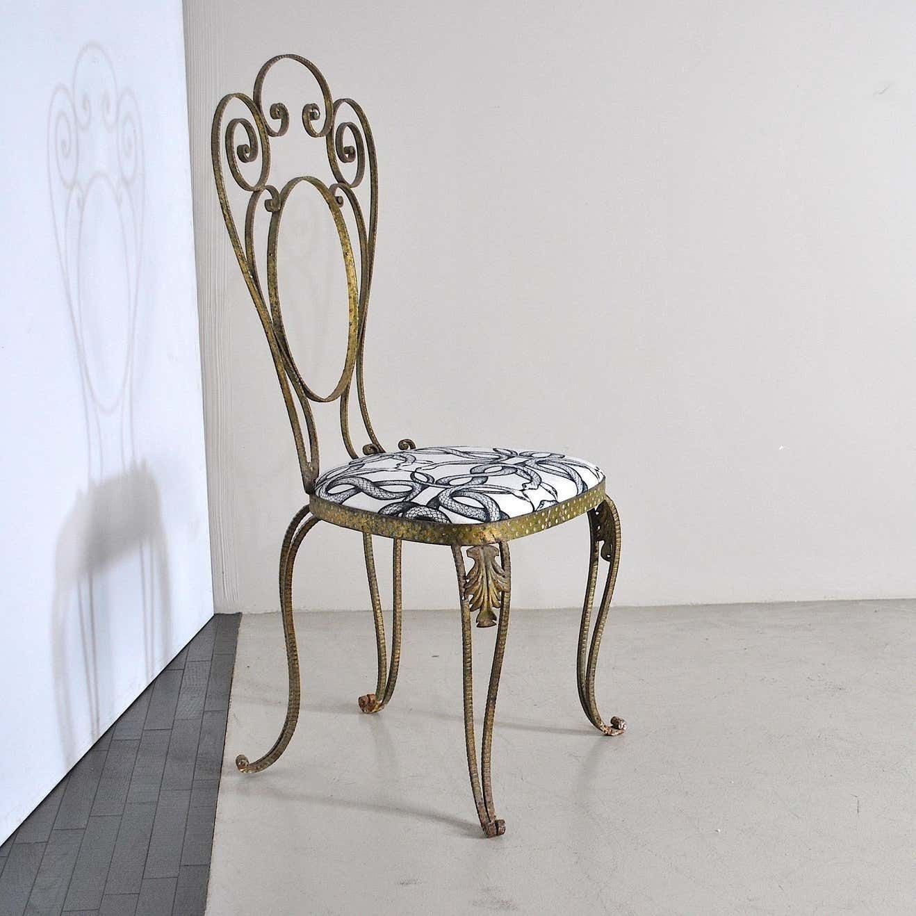 Pier Luigi Colli Italian Mid Century Hammered Brass Chair, 60s photo for sale