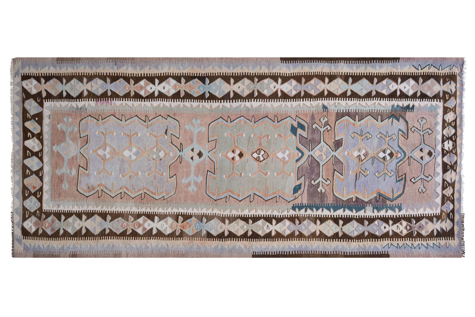 Hand Woven Turkish Oushak Kilim Flat Weave Wool Rug 5'1" X 11'10" photo furniture