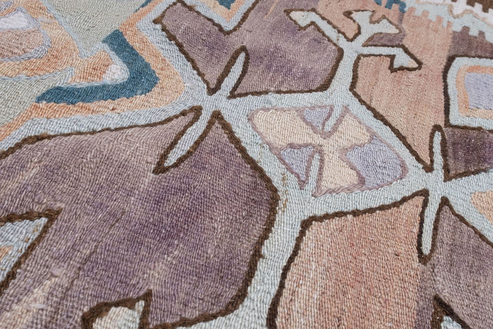 Hand Woven Turkish Oushak Kilim Flat Weave Wool Rug 5'1" X 11'10" photo vintage
