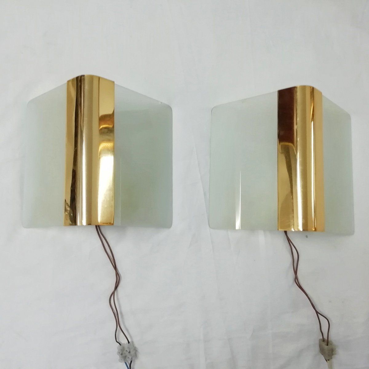 Metal And Glass Metalarte Sconces, 1970s. Set Of 2