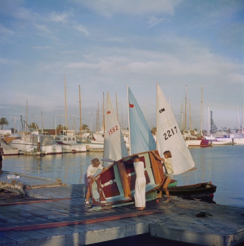 Slim Aarons 'Sailing Dinghy' 1956 C Type Print Framed In White photo furniture