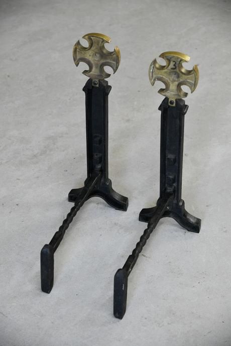 Wrought Iron Andirons photo vintage