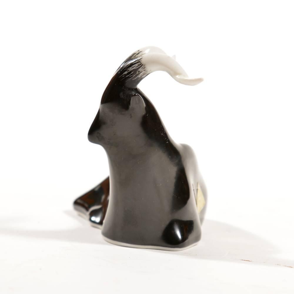Billy Goat Porcelain Scupture By Royal Dux Czech Republic Circa 1960 photo Art