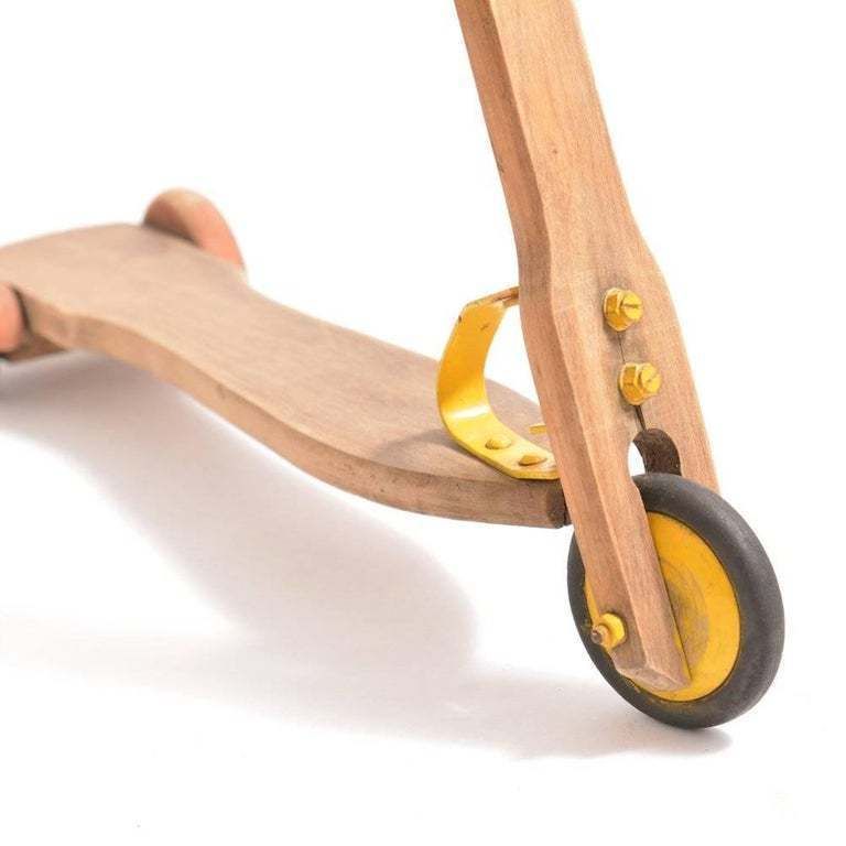 Vintage Wooden Scooter From Czechoslovakia, Circa 1950 photo for sale
