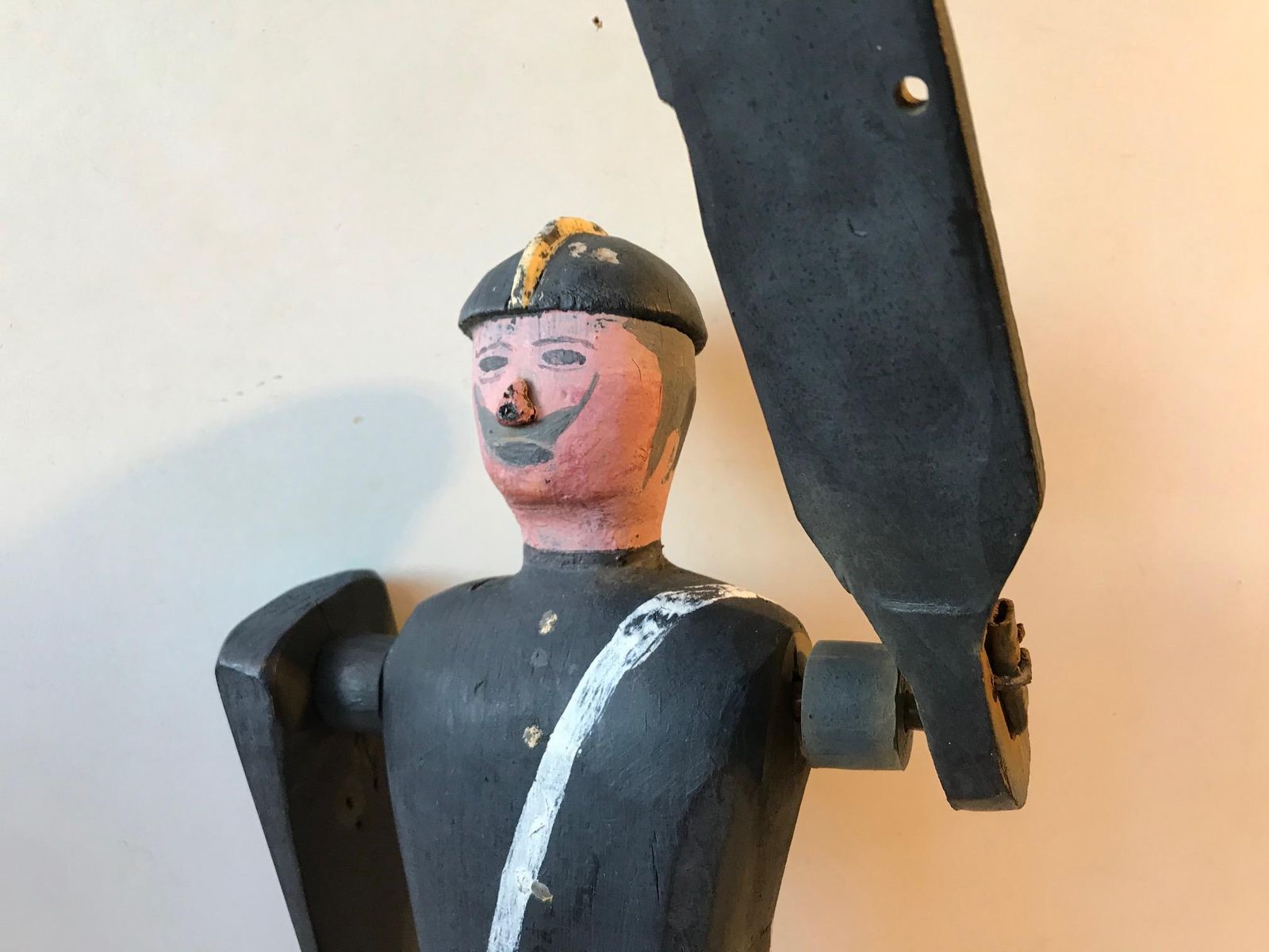 Handmade Wooden Whirligig Officer, European Folk Art, 1950s photo 1375.0