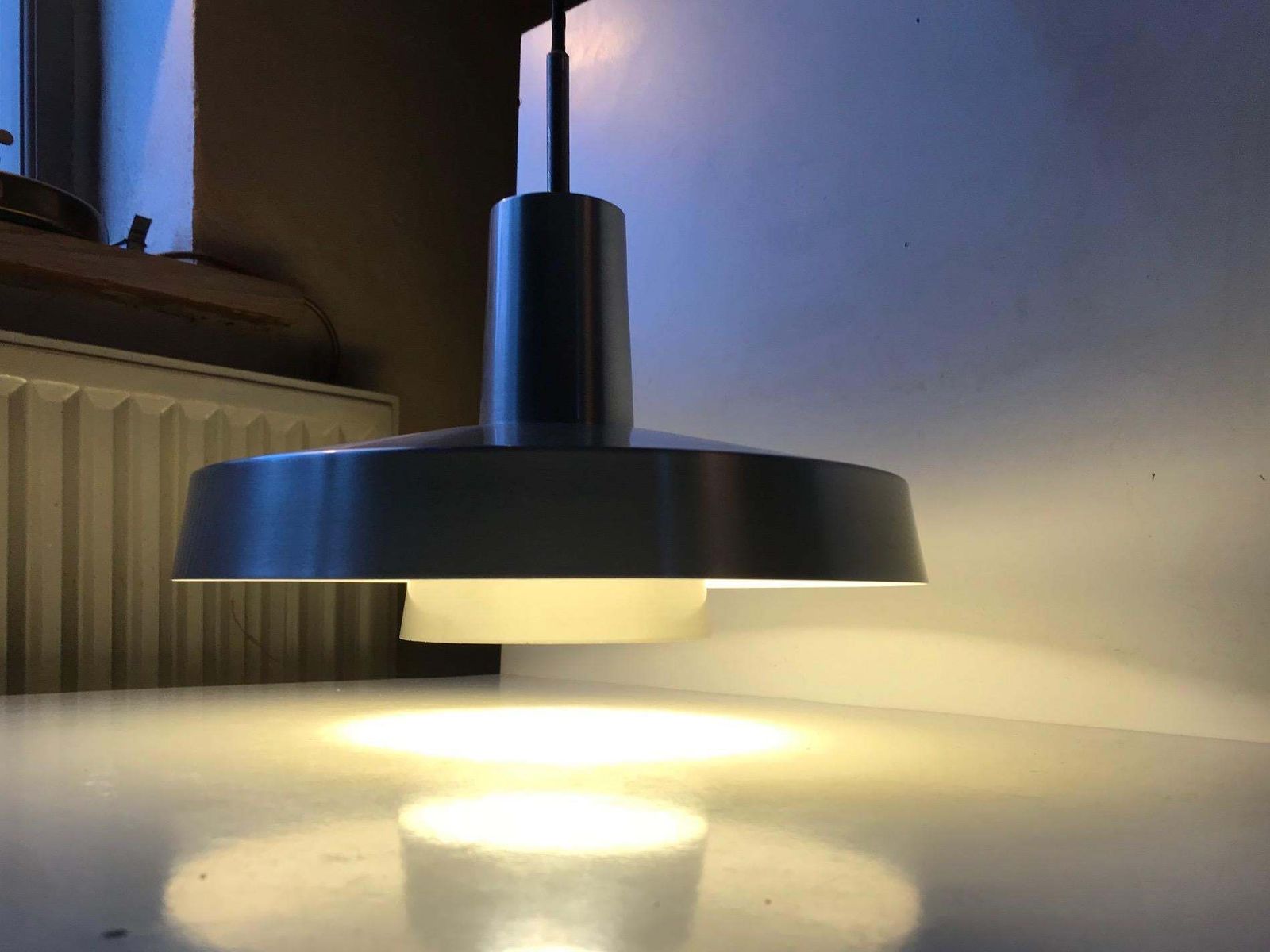 Scandinavian Modern Brushed Aluminium Pendant Lamp By Eva & Niels Koppel, Lyfa photo Lighting
