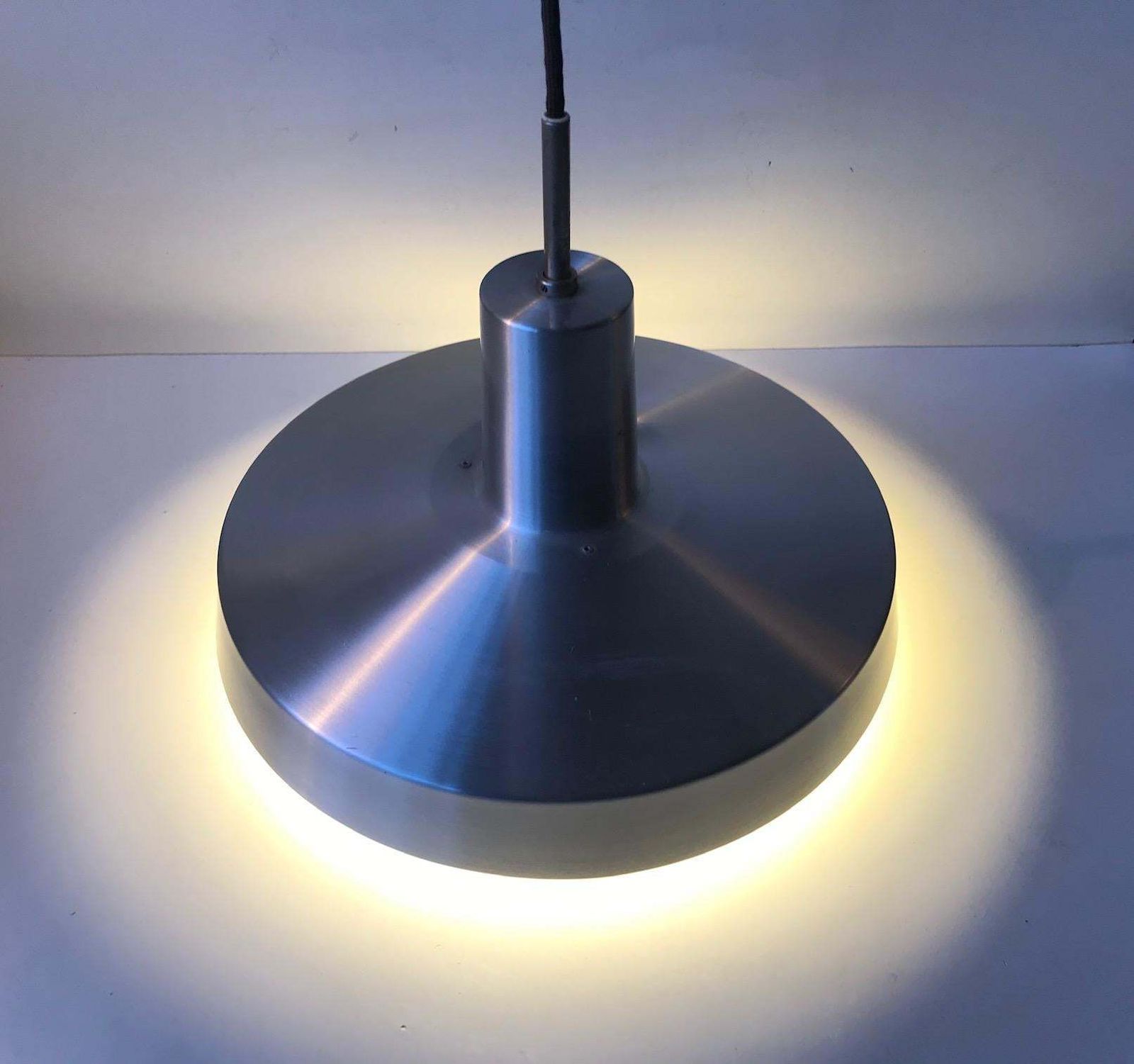 Scandinavian Modern Brushed Aluminium Pendant Lamp By Eva & Niels Koppel, Lyfa photo vinterior