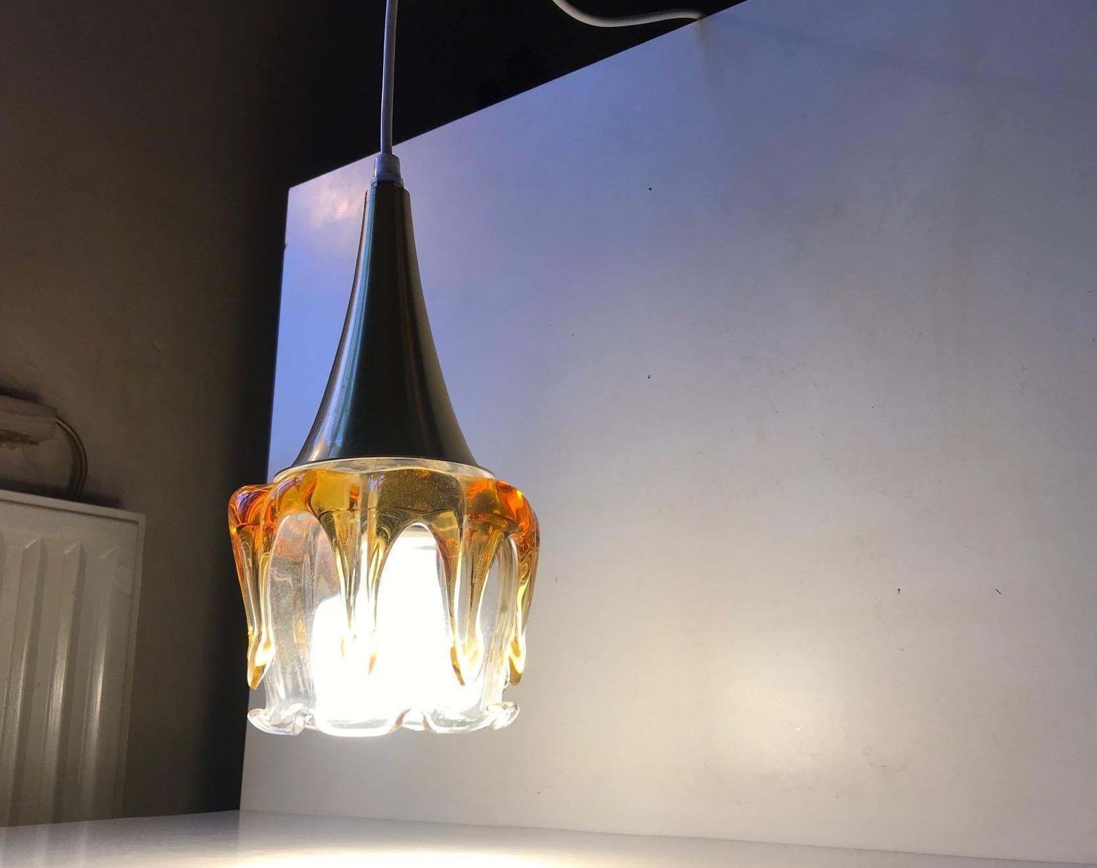 Doria Pendant Lamp In Honeydrip Glass, 1970s photo Lighting