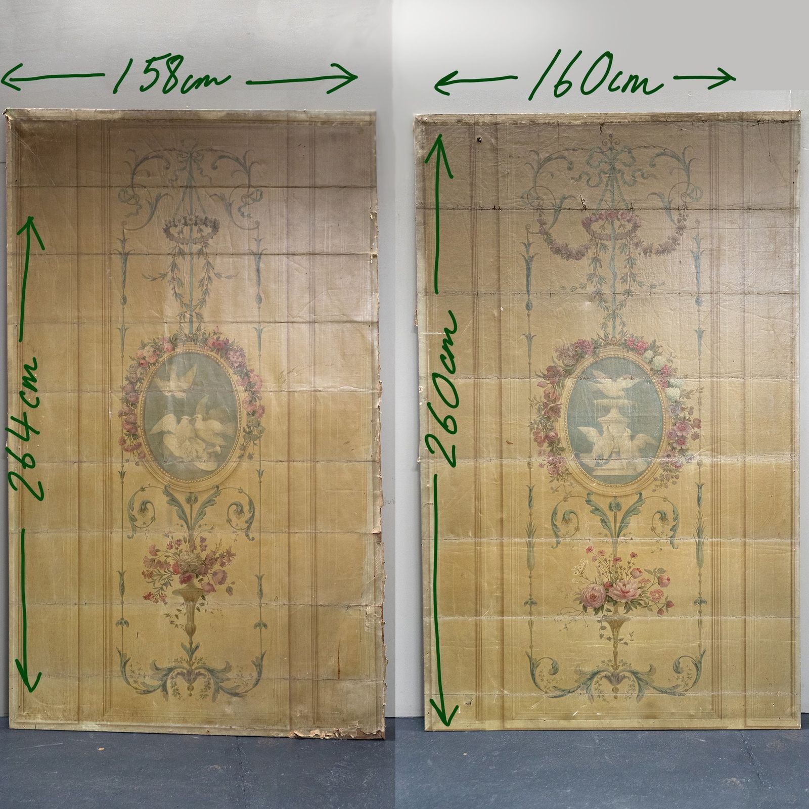 Magnificent Collection Of Antique 18th Century Oil On Canvas Murals photo Art